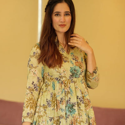 mulmul green floral dress