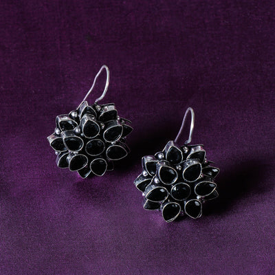 Antique Finish Oxidised German Silver Stone Earrings