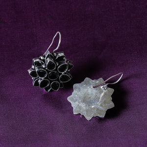 Antique Finish Oxidised German Silver Stone Earrings