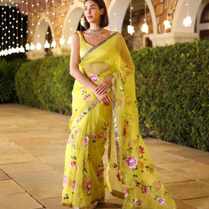 Yamini Handpainted Pure Organza Saree