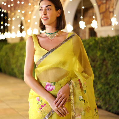 Yamini Handpainted Pure Organza Saree