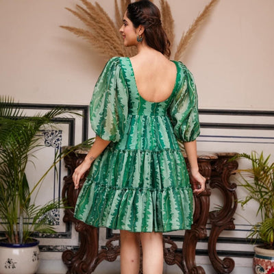 MIDORI GREEN ORGANZA DRESS