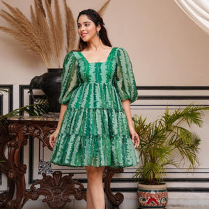 MIDORI GREEN ORGANZA DRESS
