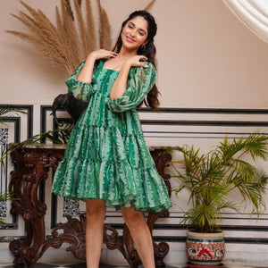 MIDORI GREEN ORGANZA DRESS
