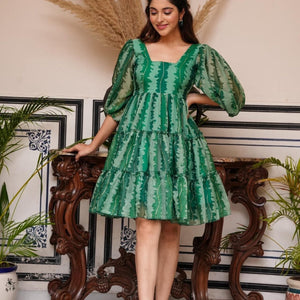 MIDORI GREEN ORGANZA DRESS