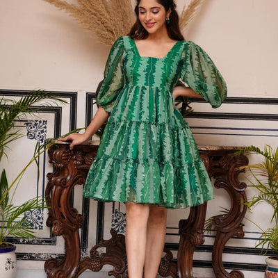 MIDORI GREEN ORGANZA DRESS