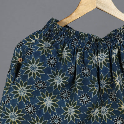Blue - Ajrakh Block Printed Cotton Unisex Boxer/Shorts