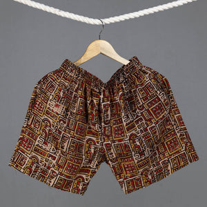 Brown - Ajrakh Block Printed Cotton Unisex Boxer/Shorts