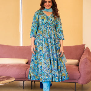 Raabta blue embroidered suit set