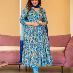 Raabta blue embroidered suit set