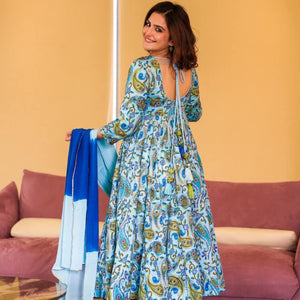 Raabta blue embroidered suit set