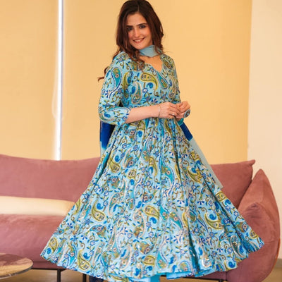 Raabta blue embroidered suit set