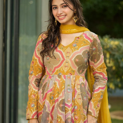 Genelia heavy embroidered maxi set