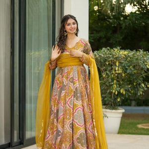 Genelia heavy embroidered maxi set