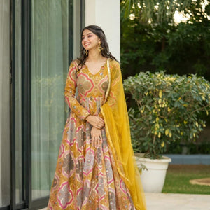 Genelia heavy embroidered maxi set