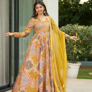 Genelia heavy embroidered maxi set