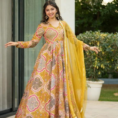 Genelia heavy embroidered maxi set