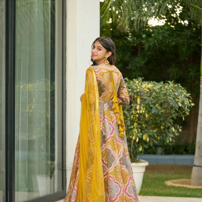 Genelia heavy embroidered maxi set