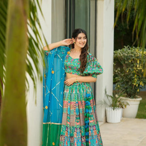 turquoise silk lehenga set