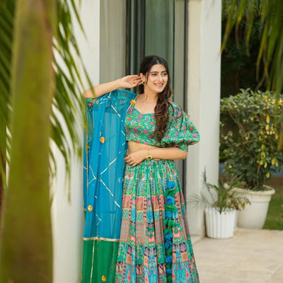 turquoise silk lehenga set