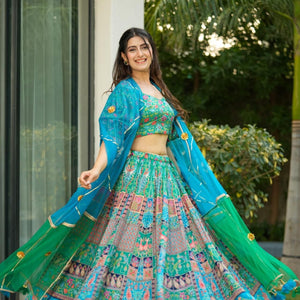 turquoise silk lehenga set