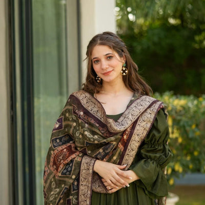 Teal green new silk suit set
