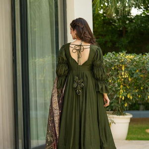 Teal green new silk suit set