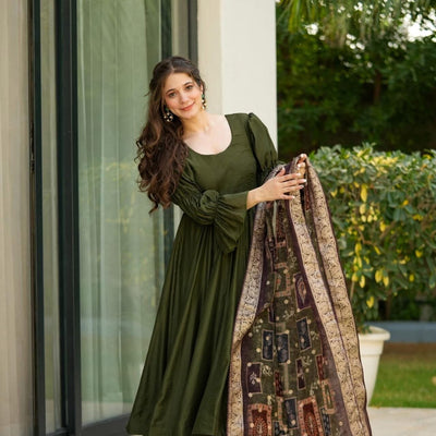 Teal green new silk suit set