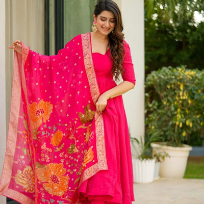 Ekantha pink silk suit set