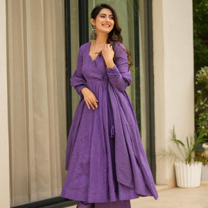 Sheeja purple suit set