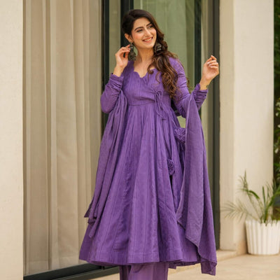 Sheeja purple suit set