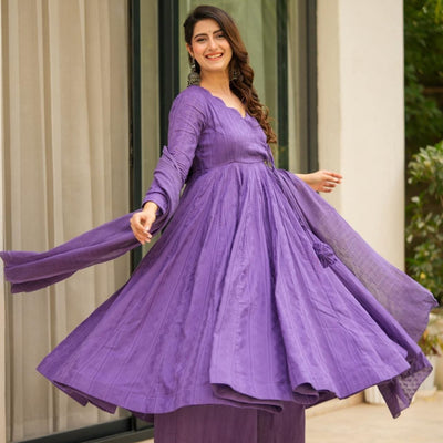 Sheeja purple suit set