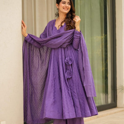 Sheeja purple suit set