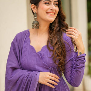 Sheeja purple suit set