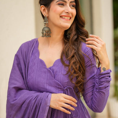 Sheeja purple suit set