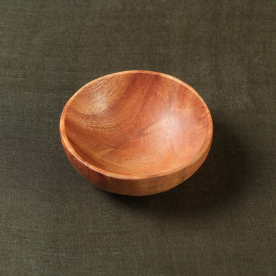 Brown - Handcarved Natural Neem Wood Bowl (3.5 in)