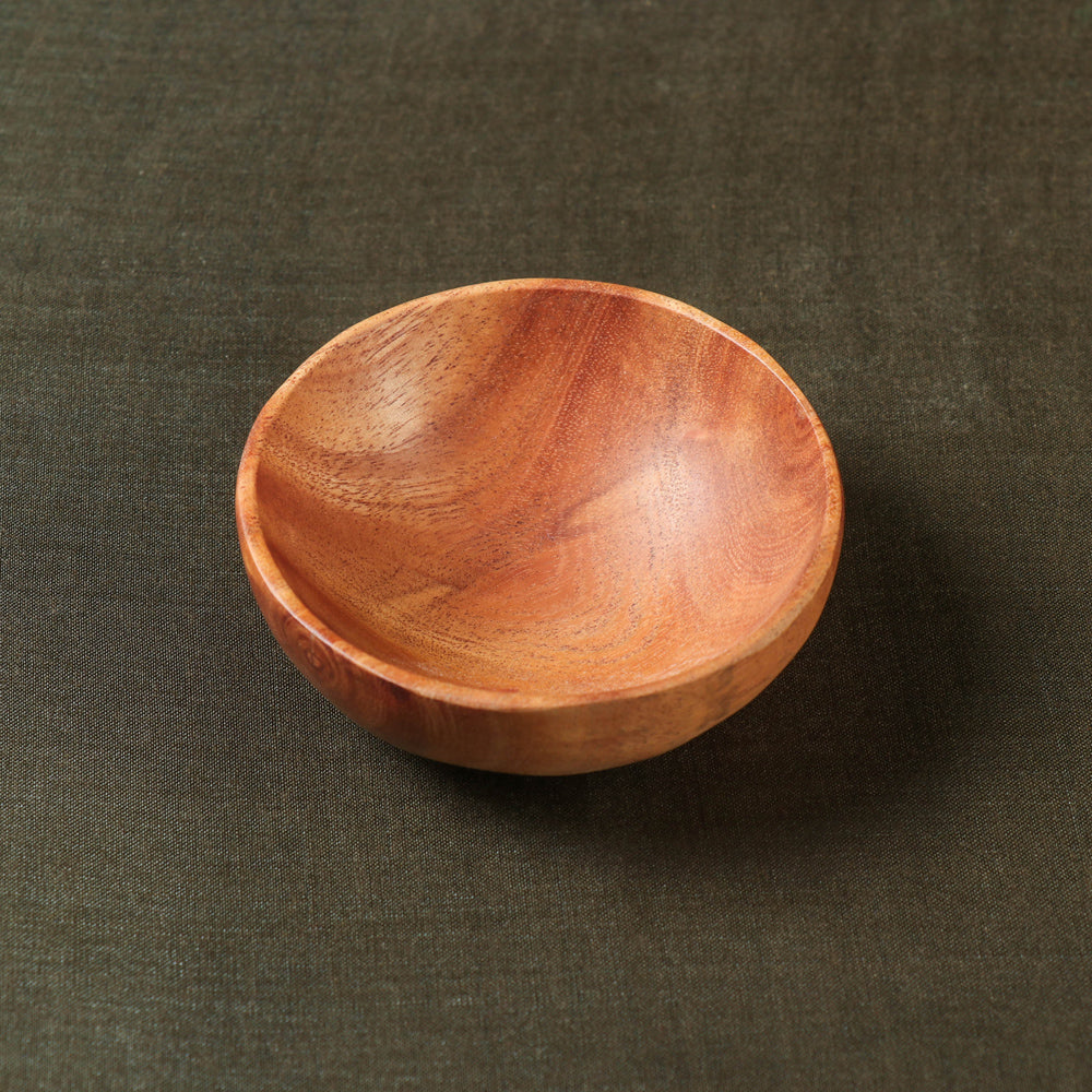 Brown - Handcarved Natural Neem Wood Bowl (3.5 in)