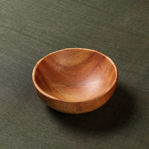 Brown - Handcarved Natural Neem Wood Bowl (3.5 in)