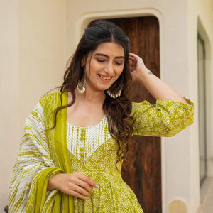 Shibori green cotton suit set
