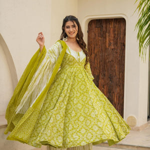 Shibori green cotton suit set