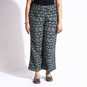 Blue - Ajrakh Block Printed Cotton Farsi Pant