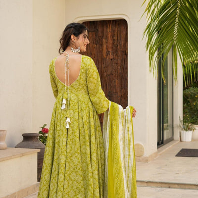 Shibori green cotton suit set