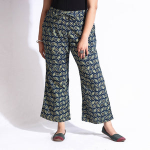 Blue - Ajrakh Block Printed Cotton Farsi Pant