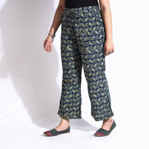Blue - Ajrakh Block Printed Cotton Farsi Pant
