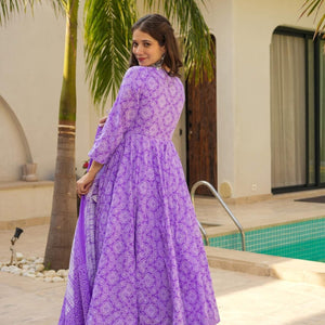 Shibori purple cotton suit set