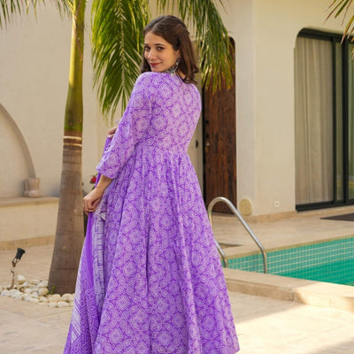 Shibori purple cotton suit set
