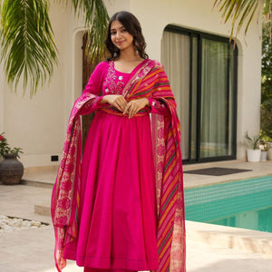 radiant pink muslin suit set