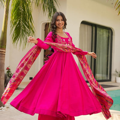 radiant pink muslin suit set