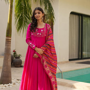 radiant pink muslin suit set