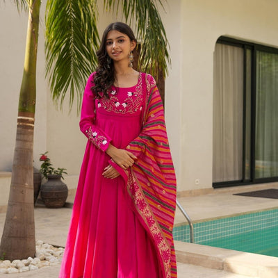 radiant pink muslin suit set